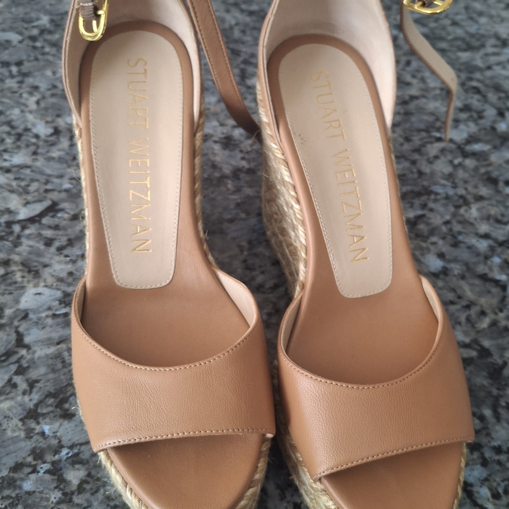Stuart Weitzman Tan Wedge Sandals